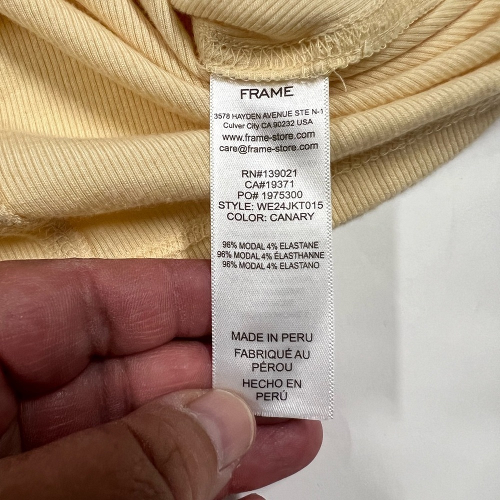 Frame Denim Womens Canary Yellow Ribeed Short Sleeve Crew Baby Tee Size XL - Picture 7 of 8